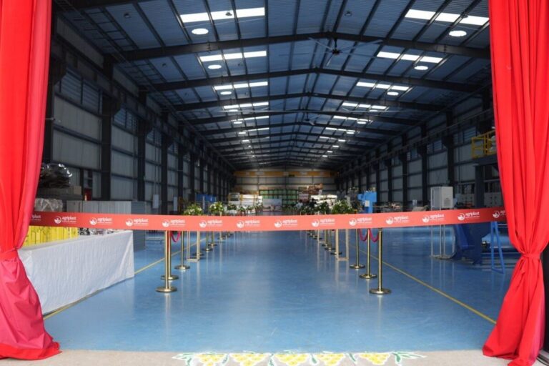 Interior of Agriplast's new greenhouse manufacturing unit in Bengaluru