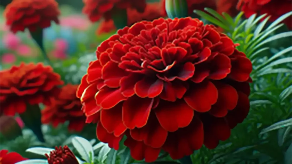 Deep red African marigold flower petals pictured in USDA's October 2026 regulatory announcement