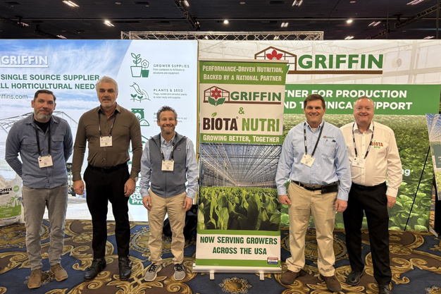 Griffin Greenhouse Supplies representatives at a horticulture trade show