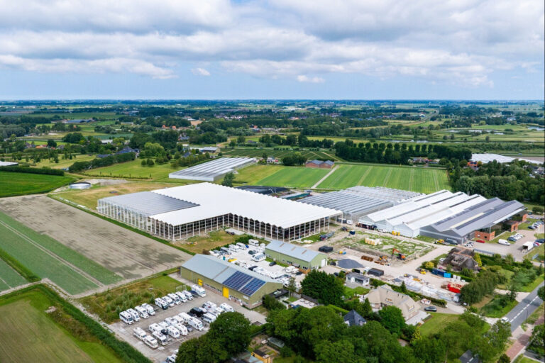 Aerial view of Iribov's new 2026 greenhouse construction