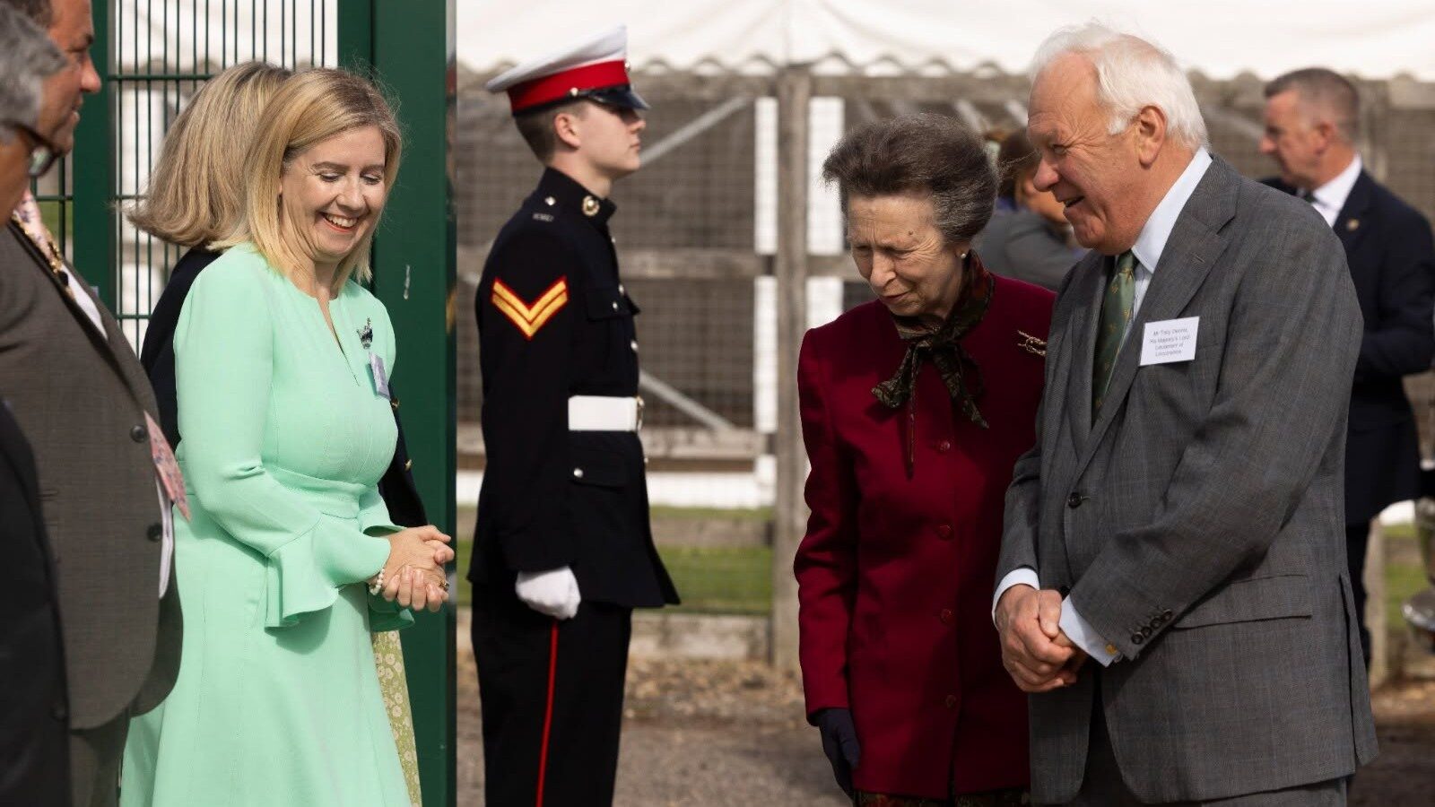 The Princess Royal and officials at the opening of the Riseholme geothermal glasshouse