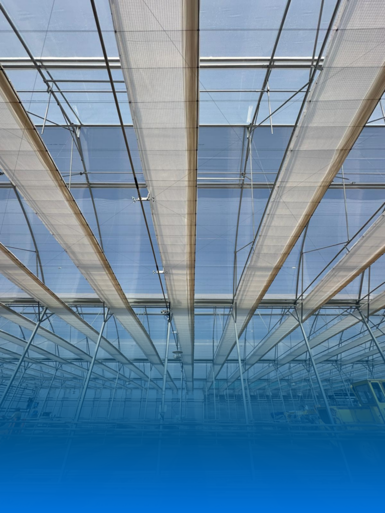 ValkPoly+ greenhouse screen system in a plastic greenhouse